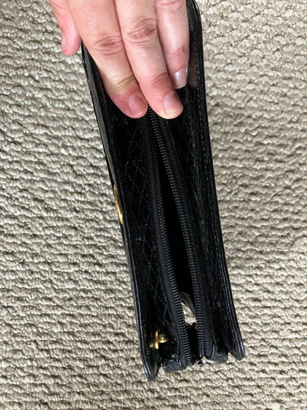 Vintage 70s Albert Nipon Black Quilted Crossbody Bag MISSING Gold Chain READ - Picture 4 of 10